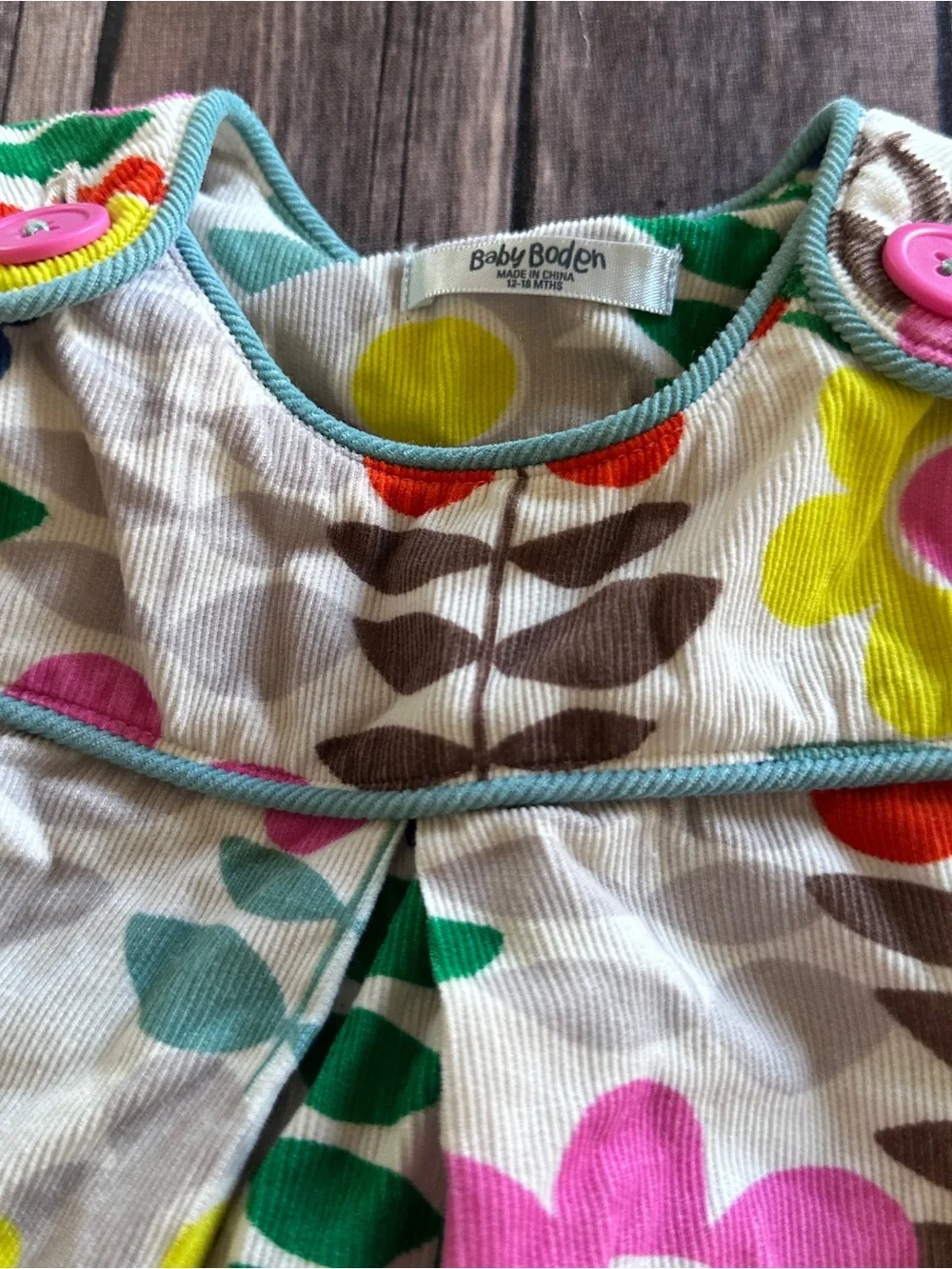 Mini Boden floral cord pinnie vguc 12/18